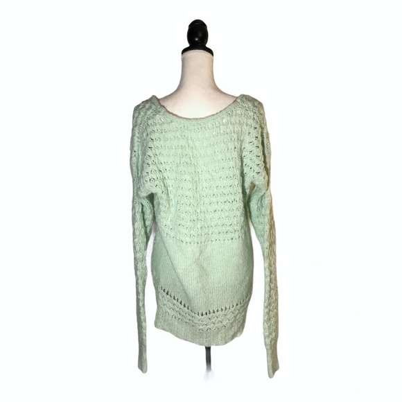 FREE PEOPLE Wool Blend Mint Green Crashing Waves Loose Knit Sweater - Picture 4 of 10